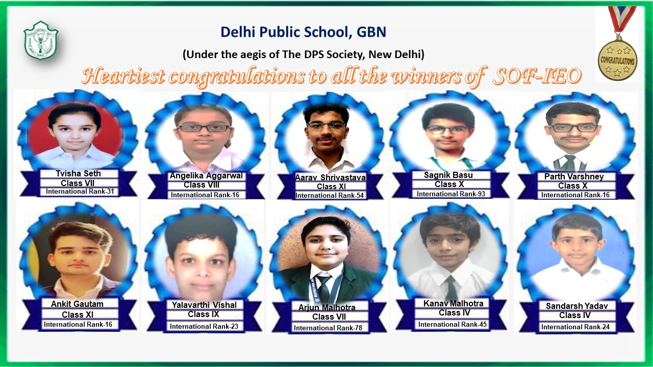 IEO Toppers of DPS, GBN